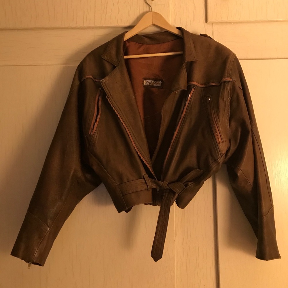 Vintage made in A.R.E. brown leather jacket